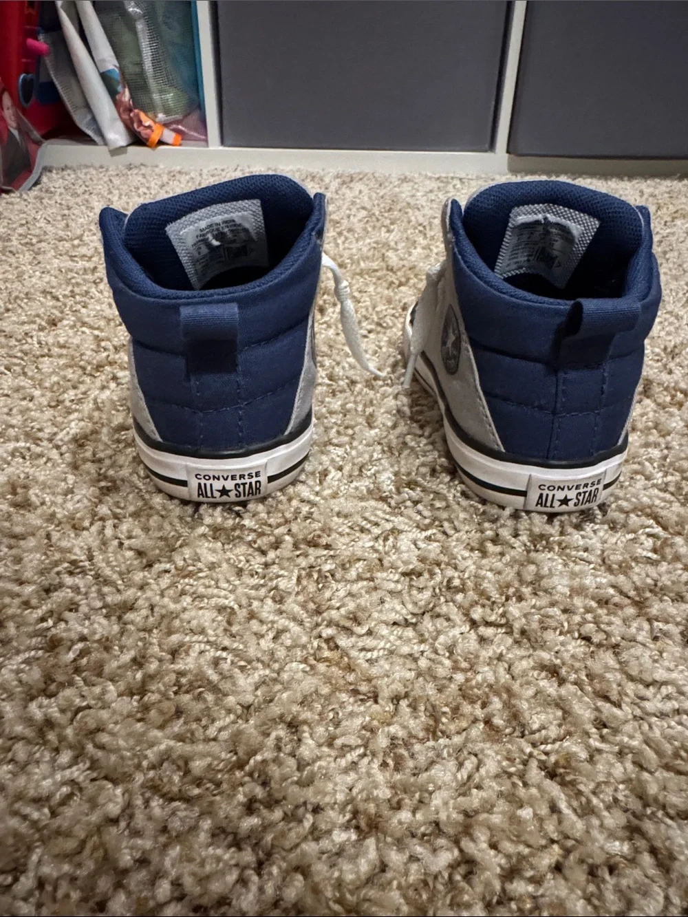 Converse Kids Gray and Navy Canvas High-Top Style Sneakers